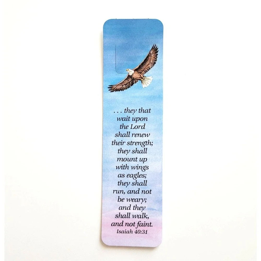 Vintage 80s Bald Eagle Tab Bookmark, soaring Isaiah Scripture, 1983 Antioch S067